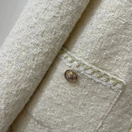 Heidi-Mode | Gold Button Kurze Tweedjacken für Damen