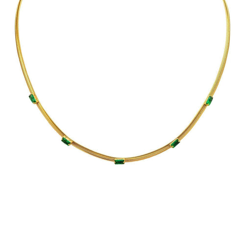 Heidi-Mode | Gold Cubic Zirkonia Schlangenkette Schmucksatz