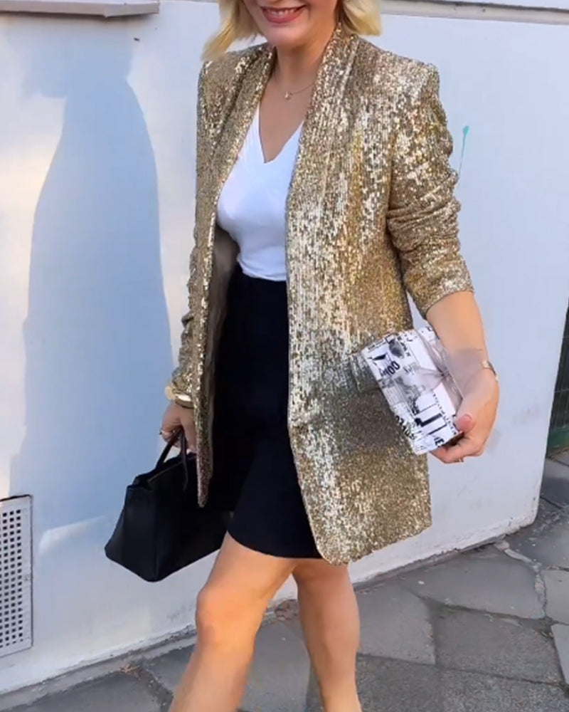 Heidi-Mode | Golden Glitter Jacke mit Pailletten