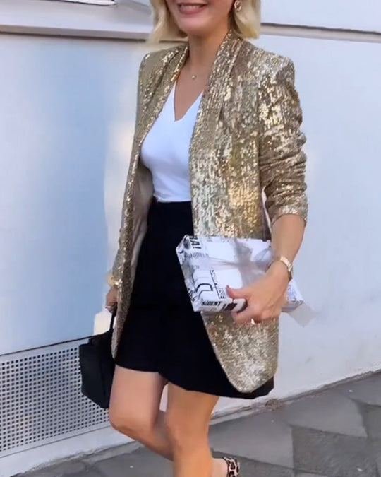 Heidi-Mode | Golden Glitter Jacke mit Pailletten