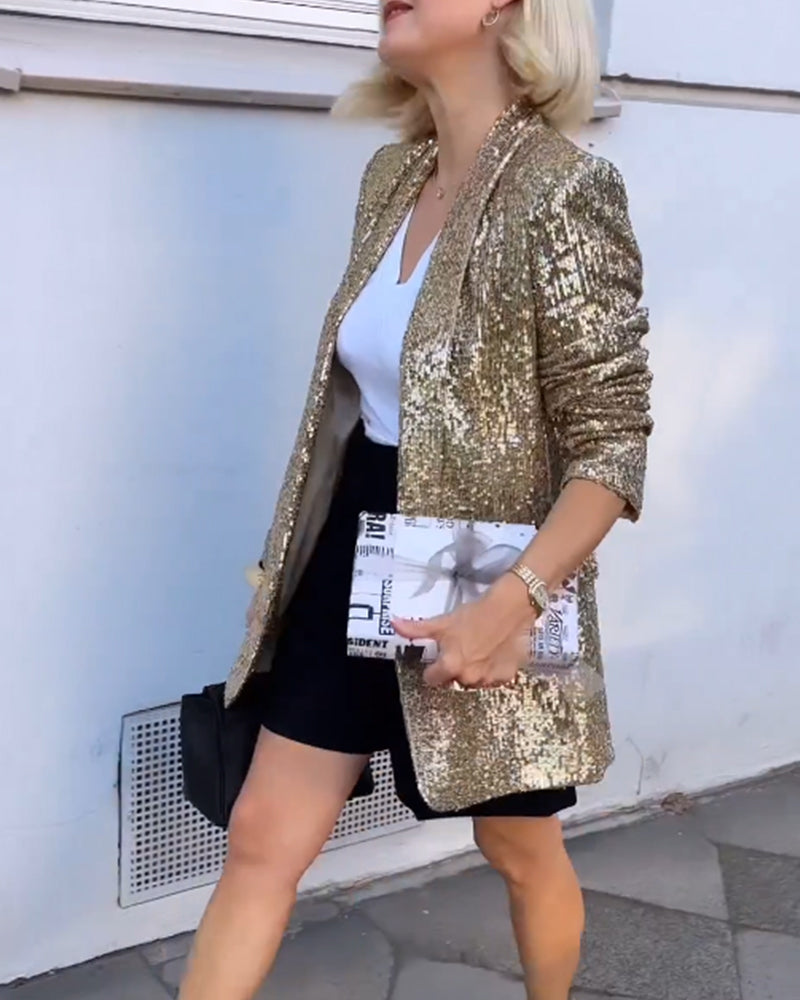 Heidi-Mode | Golden Glitter Jacke mit Pailletten