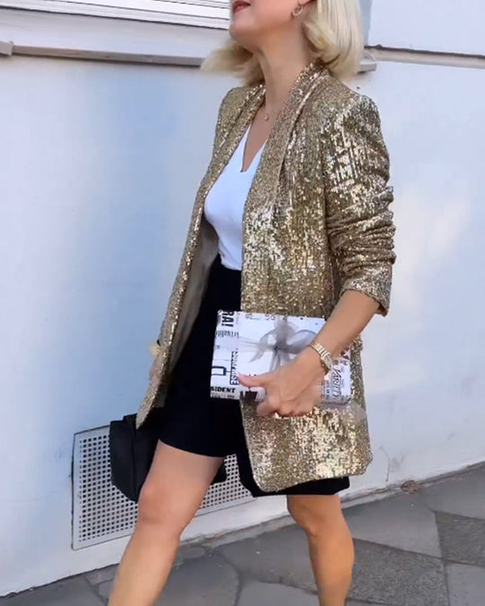 Heidi-Mode | Golden Glitter Jacke mit Pailletten