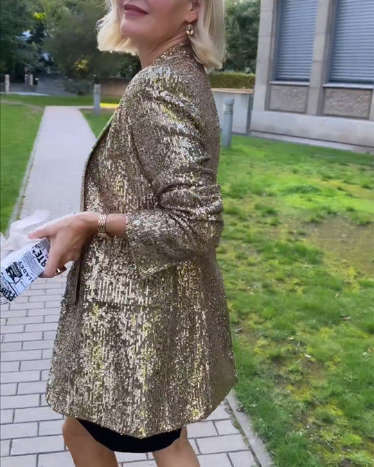 Heidi-Mode | Golden Glitter Jacke mit Pailletten