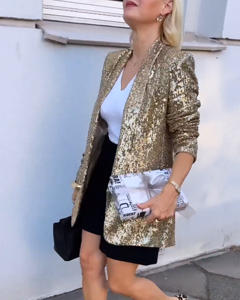 Heidi-Mode | Golden Glitter Jacke mit Pailletten