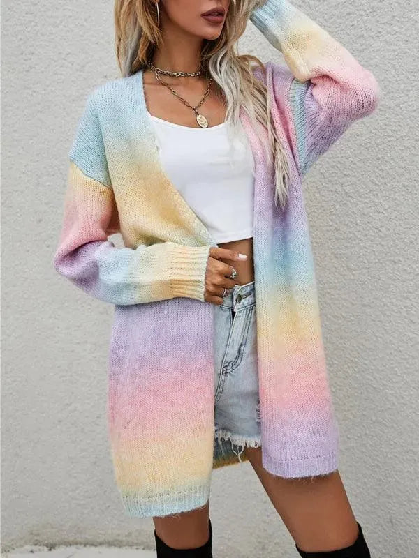 Heidi-Mode | Tie Dye Damen Strickjacke Pullover