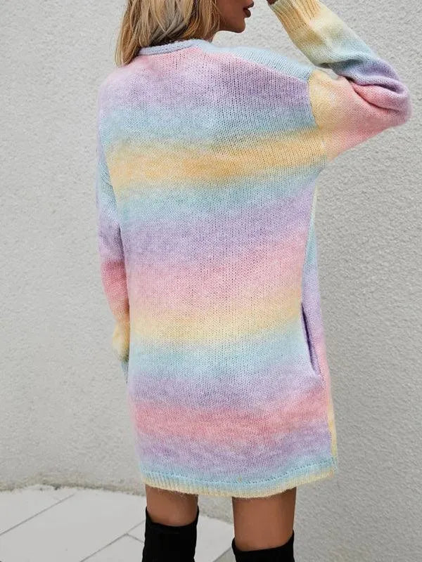 Heidi-Mode | Tie Dye Damen Strickjacke Pullover