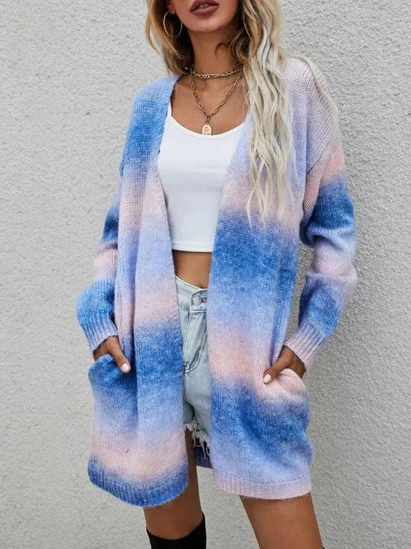 Heidi-Mode | Tie Dye Damen Strickjacke Pullover
