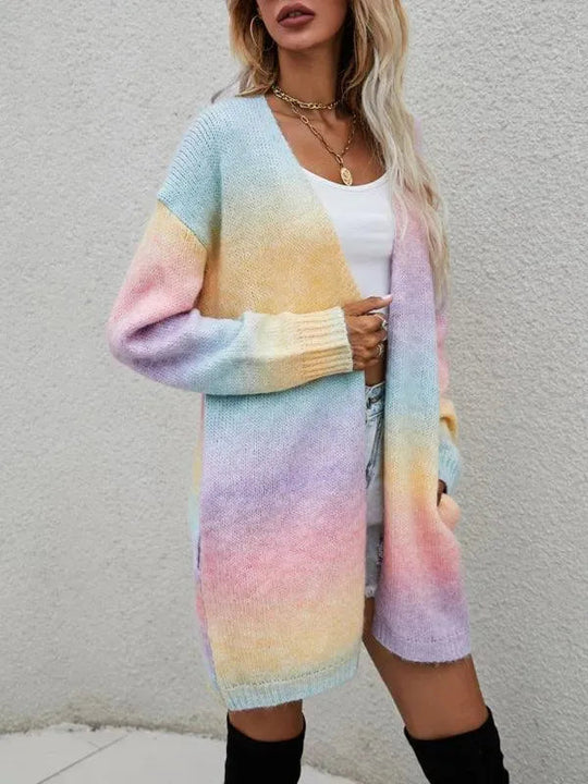 Heidi-Mode | Tie Dye Damen Strickjacke Pullover