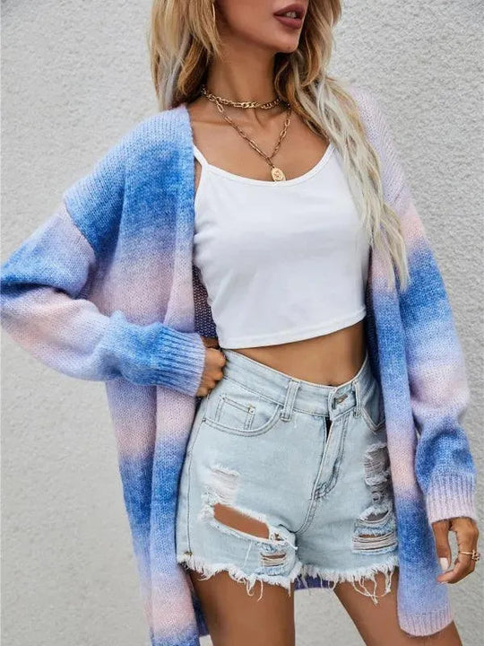 Heidi-Mode | Tie Dye Damen Strickjacke Pullover