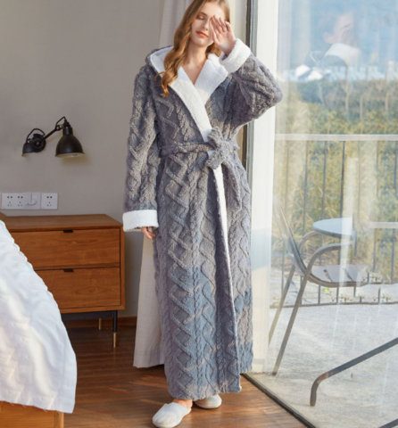 Heidi-Mode | Damen Gemütlicher Fleece Morgenmantel