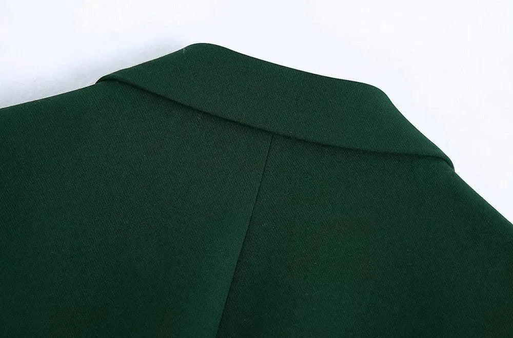 Heidi-Mode | Grüner Doppelreihiger Blazer Damen - Lässig - Einstufig - Unmustered