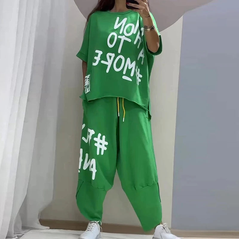 Heidi-Mode | Top und Hosenanzug mit Druck