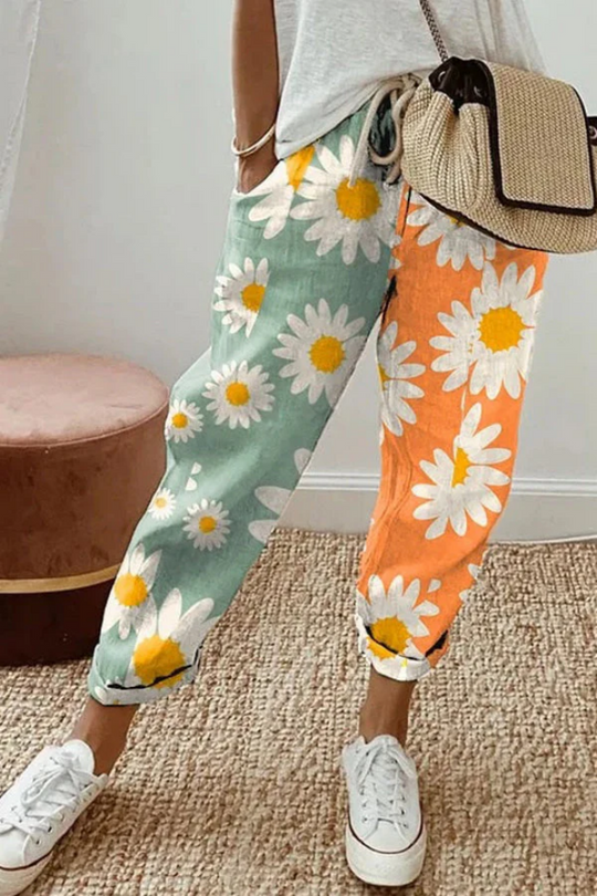 Heidi-Mode | Lässig Unique Printed Button Pocket Pants