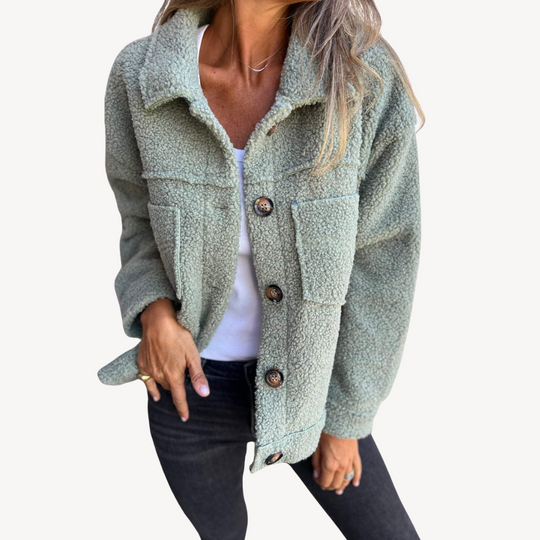Heidi-Mode | Damen Teddyfleece Knopjacke