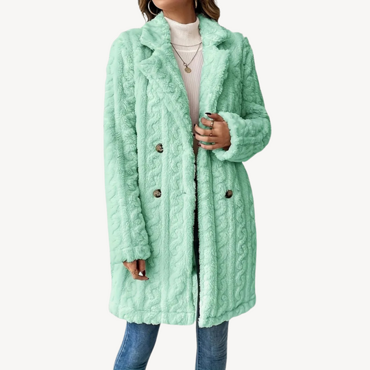 Heidi-Mode | Damen Doppelreihiger Kunstfellmantel