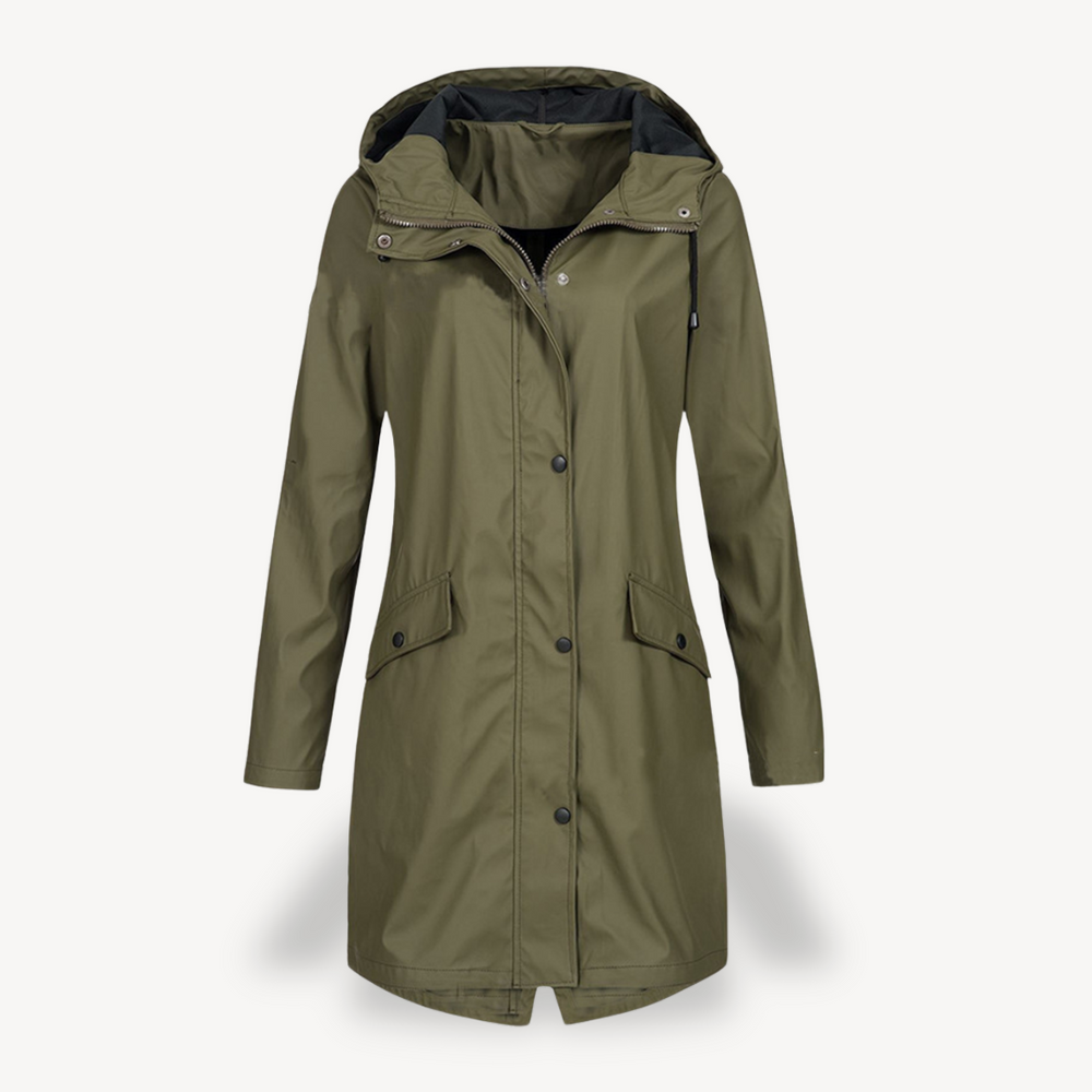 Heidi-Mode | Damen Wasserdichter Hooded Regenmantel