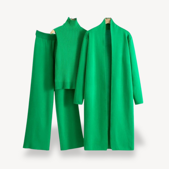 Heidi-Mode | Frauen Rippstrick 3-Teilige Set