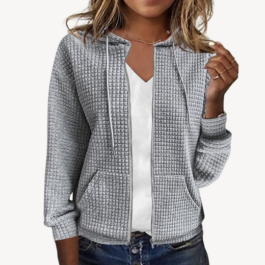 Heidi-Mode | Damen Waffelstrick Reißverschluss Kapuzenjacke
