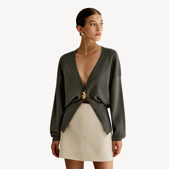 Heidi-Mode | Damen Strick V-Ausschnitt Cardigan Pullover