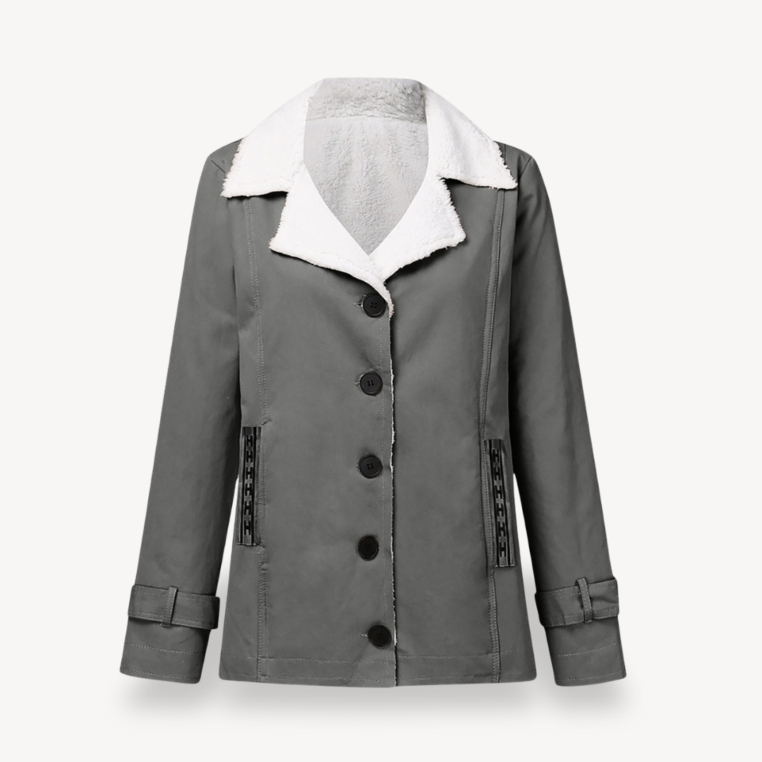 Heidi-Mode | Damen Fleecegefütterter Mantel mit Knöpfen