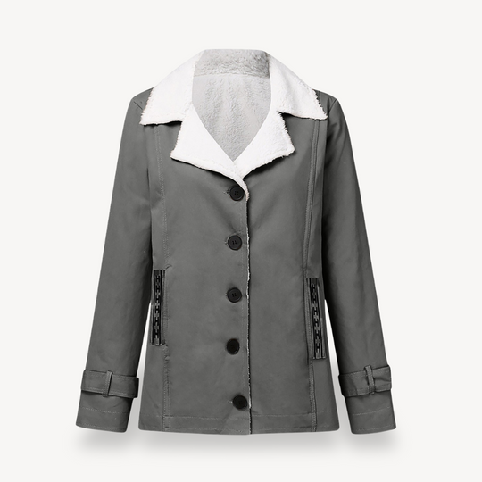 Heidi-Mode | Damen Fleecegefütterter Mantel mit Knöpfen