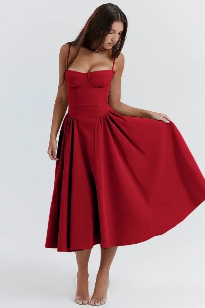 Heidi-Mode | Korsett Midikleid mit Ärmeln Attraktive Passform