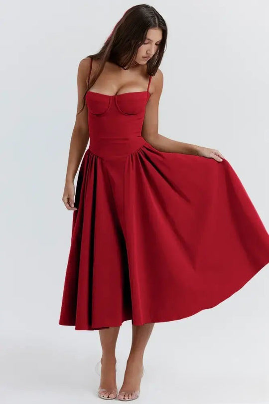 Heidi-Mode | Korsett Midikleid mit Ärmeln Attraktive Passform