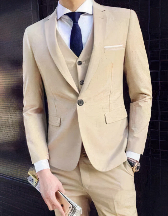 Heidi-Mode | 3 Teiliger Anzug mit Reverskragen Blazer Ärmelloser Weste und Schmaler Hose