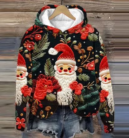 Vintage Santa Hoodie mit Druck