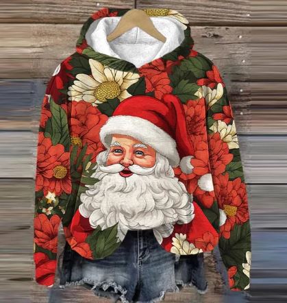 Vintage Santa Hoodie mit Druck