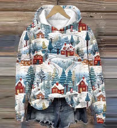 Vintage Santa Hoodie mit Druck