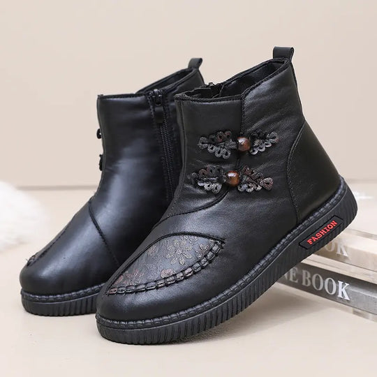 Heidi-Mode | Winter-Plüsch-Baumwolle Dicke Damen Flache Stiefel