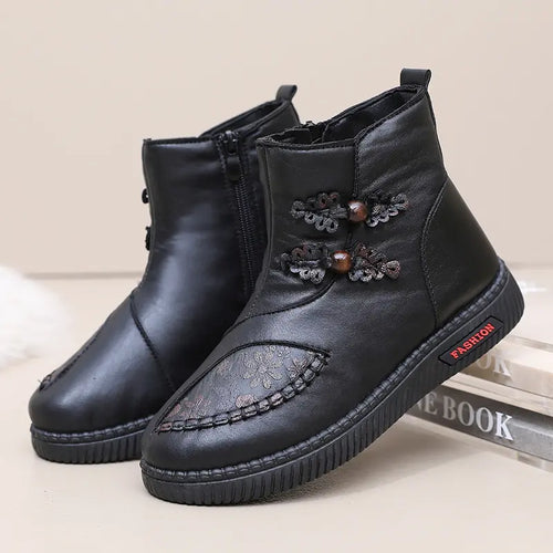 Heidi-Mode | Winter-Plüsch-Baumwolle Dicke Damen Flache Stiefel