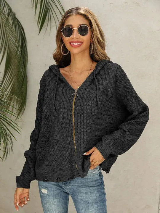 Heidi-Mode | Hole Frauen Strickjacke Pullover