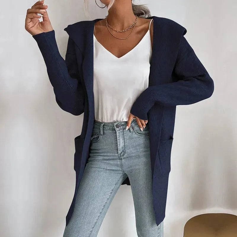 Heidi-Mode | Eleganter Damen Strickjacke Pullover mit Fein Gestricktem Muster