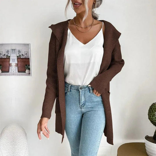 Heidi-Mode | Eleganter Damen Strickjacke Pullover mit Fein Gestricktem Muster