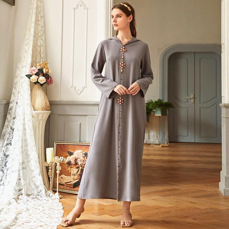 Heidi-Mode | Nahöstlicher Luxus Handgefertigtes Strass Frauen Abaya Kaftan Kleid Jalaba