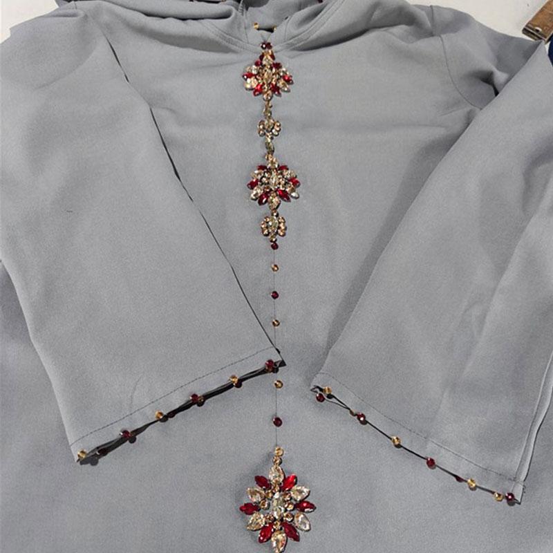 Heidi-Mode | Nahöstlicher Luxus Handgefertigtes Strass Frauen Abaya Kaftan Kleid Jalaba