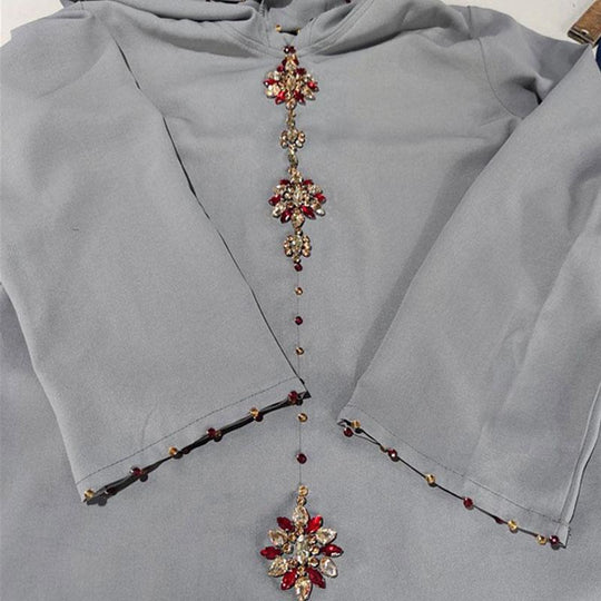 Heidi-Mode | Nahöstlicher Luxus Handgefertigtes Strass Frauen Abaya Kaftan Kleid Jalaba