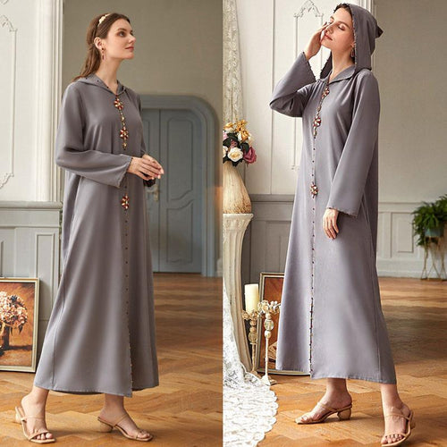 Heidi-Mode | Nahöstlicher Luxus Handgefertigtes Strass Frauen Abaya Kaftan Kleid Jalaba