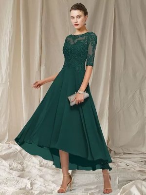 Heidi-Mode | Damen Sommer Abendkleid Lang Festkleid mit Spitze für Hochzeiten & Events