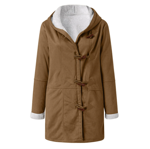 Heidi-Mode | Lammfelljacke Weich und Warm Kapuze & Toggle-Verschluss Futter Komfort