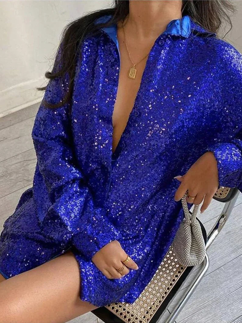 Heidi-Mode | Trendy Oversized Bluse Mit Glitzer Für Stilvolle Damen