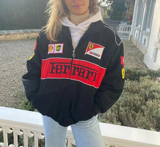 Heidi-Mode | Weinlese Ferrari Racer Jacke mit Sportlichem Stil (Unisex)
