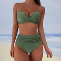 Heidi-Mode | Damen Wickel Badeanzug Set Hoher Bund