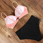 Heidi-Mode | Damen Wickel Badeanzug Set Hoher Bund