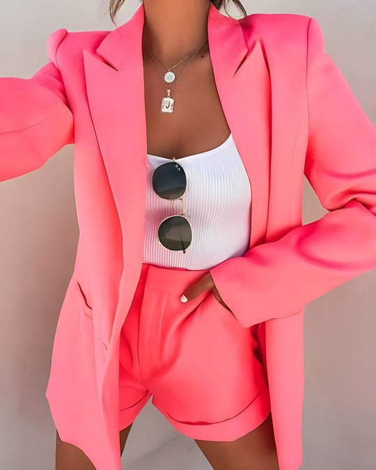 Heidi-Mode | Satz mit Blazer und Shorts für Damen Elegantes 2 Teiliges Outfit für Jeden Anlass