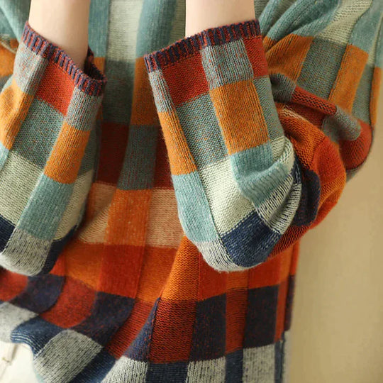 Patchwork-Rollkragenpullover