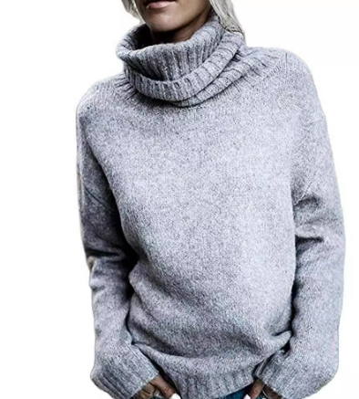 Heidi-Mode | Bequemer Oversized Grauer Cashmere Rollkragenpullover Ideal für den Winter