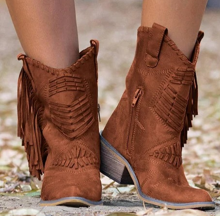 Western-Cowgirl-Fransenstiefel